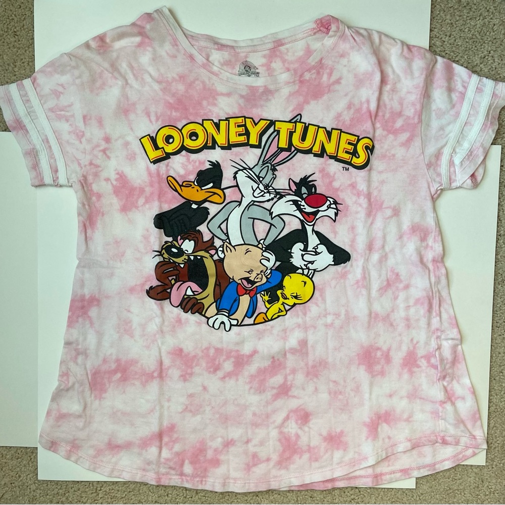 Pink Tye dye looney toons t shirt size m
